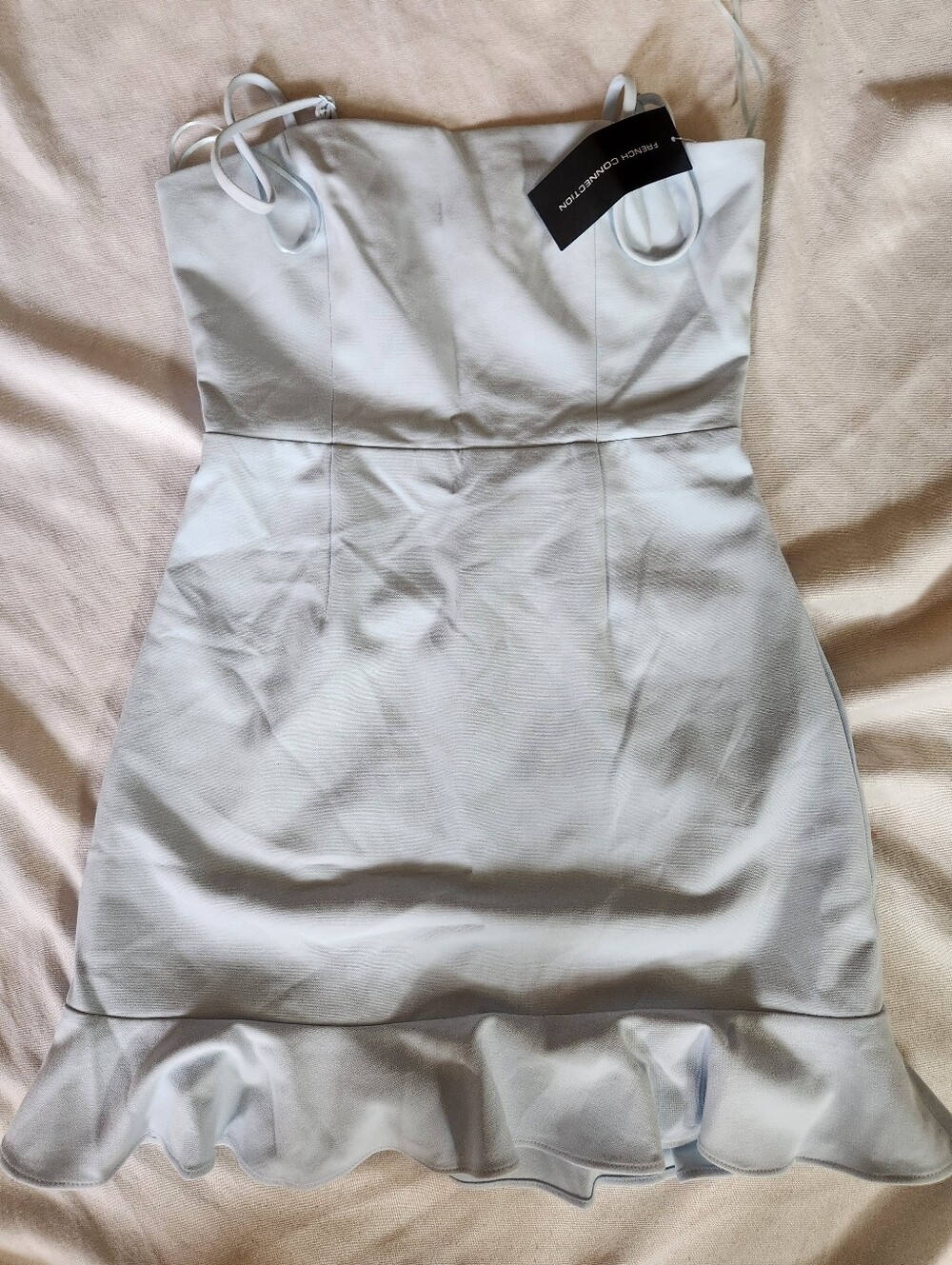 French Connection NWT Light Blue Strap Ruffle Mini Dress Size 4